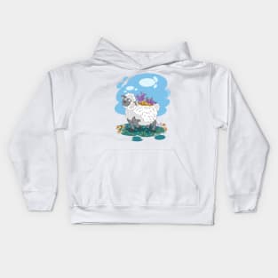 The bird's mom makes a nest on a sheep's back Kids Hoodie